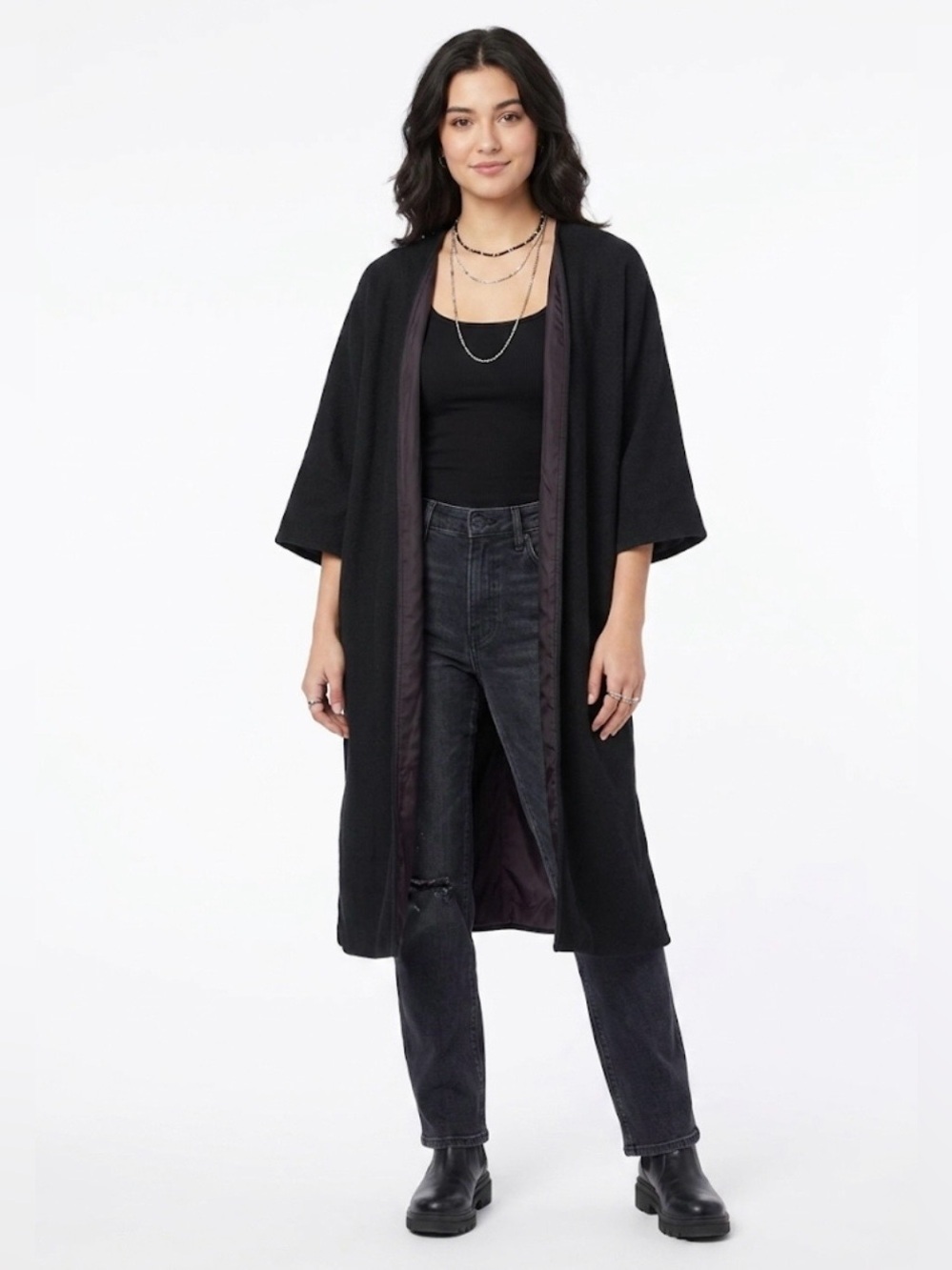 Vintage M’Lady of Calif. Black Duster Cardigan – Lagenlook Style – One Size